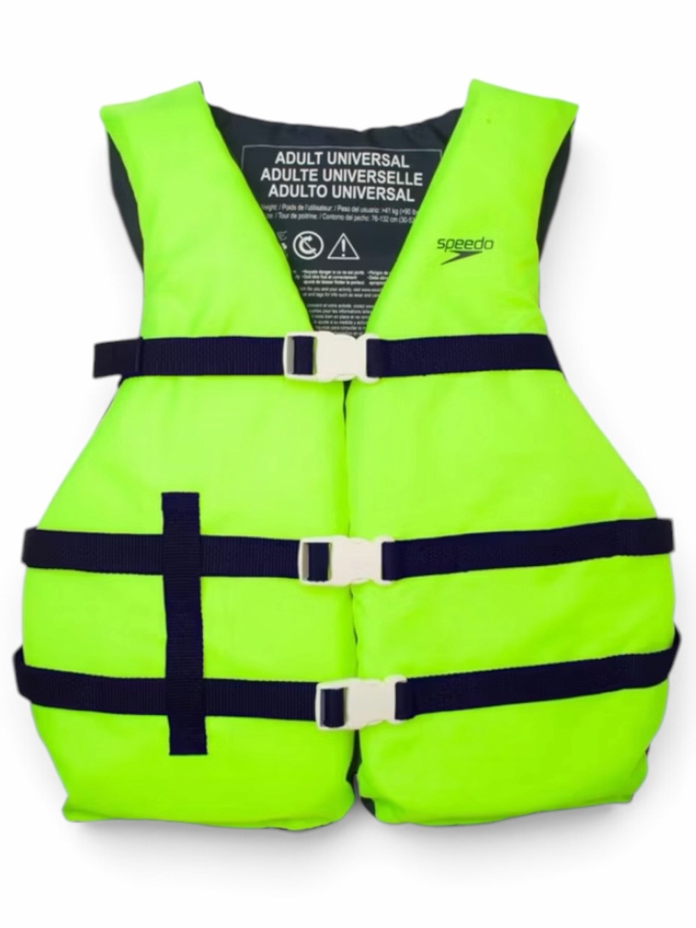 NWT Speedo Universal Adult Basic Life Jacket Vest Adjustable Lime Green 90+ lbs